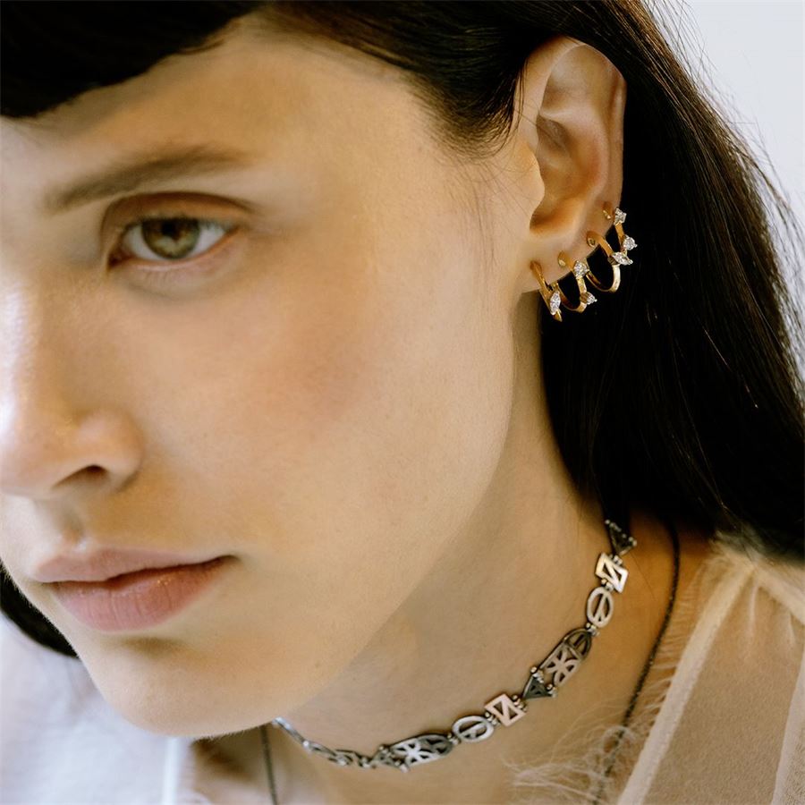 Yellow gold 'Balance' hoop earrings BALANCE | OR XS 2TO-P/FARFAU18G CT.0,16+0,04